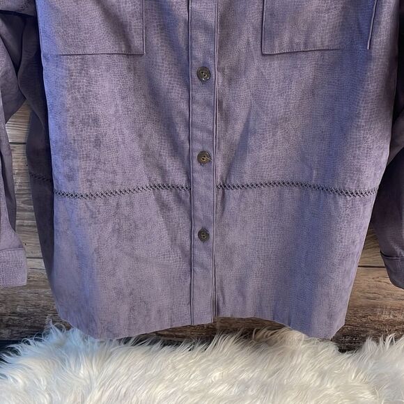 Alfred Dunner Ladies Petite Plum Long Sleeve Shirt Jacket, Size 16P, Purple - Picture 5 of 8